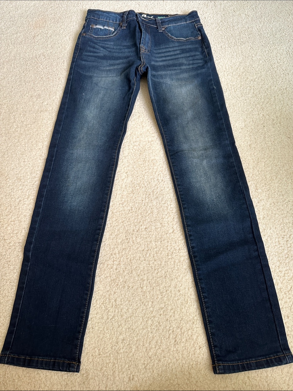 New without tag 7 For All Mankind Girls Washed Dark Blue Slim Straight Jeans